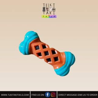 Orange & turquoise bone shaped chew toy for Dogs & Puppies